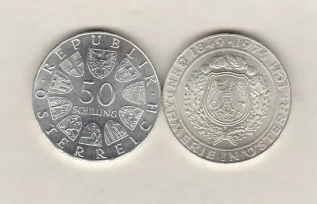 Austria 1974 Police Force Silver 50 Schillings Coin In Near Mint Condition