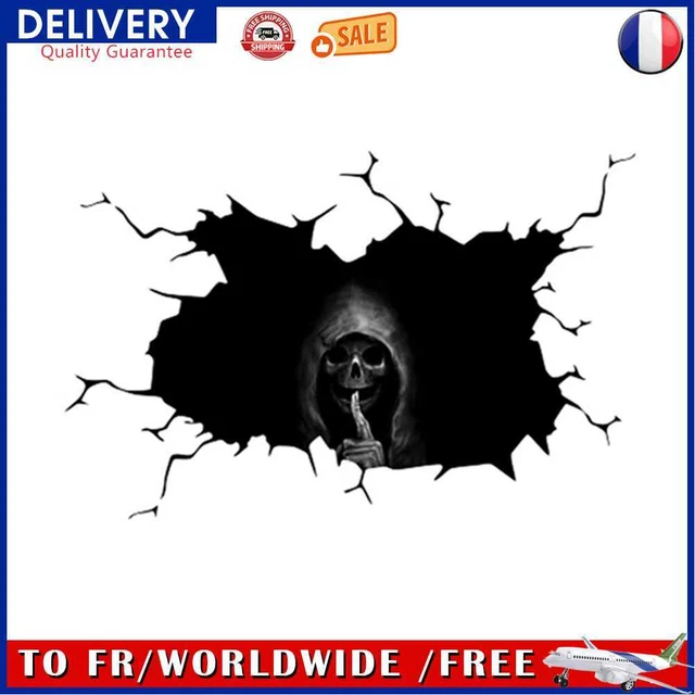 Halloween Car Sticker Grim Reaper Hush Gesture Rear Window Decal (30x20cm)