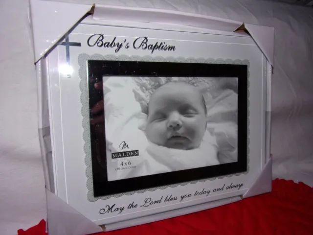 picture photo baby babtism silvertone frame
