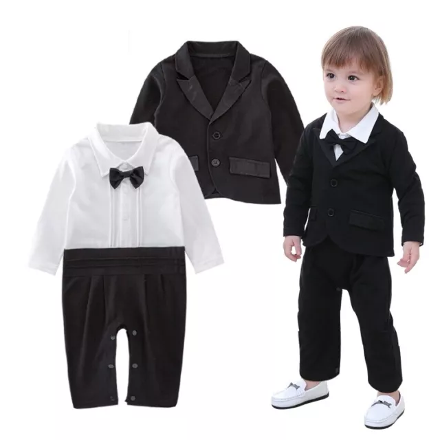 Baby Kids Boys Wedding Formal Dressy Party Tuxedo Suit Clothes Outfit Set 3-24M