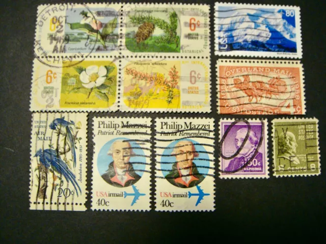 11 elf alte gestempelte Briefmarken aus USA u.a. aus den Jahren 1958, 1969, 2001