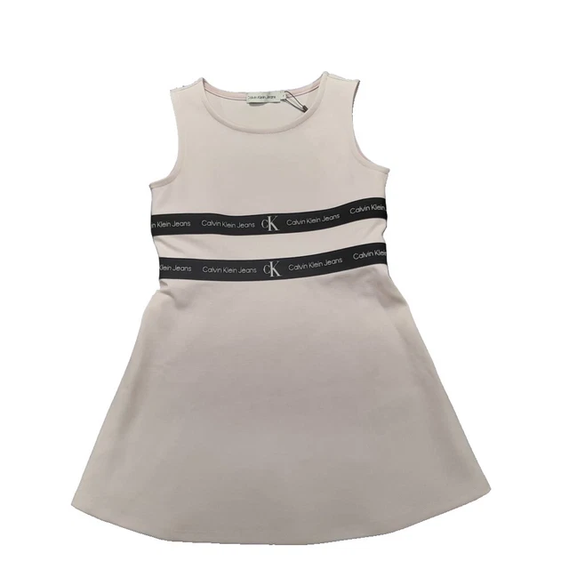 scamiciato da bambina Calvin Klein Jeans rosa con logo nero in felpa leggera