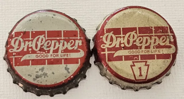 2 Dr. Pepper Cork Lined Soda Bottle Caps; PA Tax - Both Used