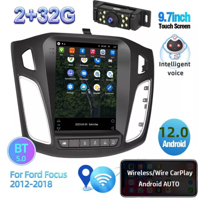 9.7" For 2012-2018 Ford Focus GPS Navi Android 12.0 Car Radio Carplay Stereo FM