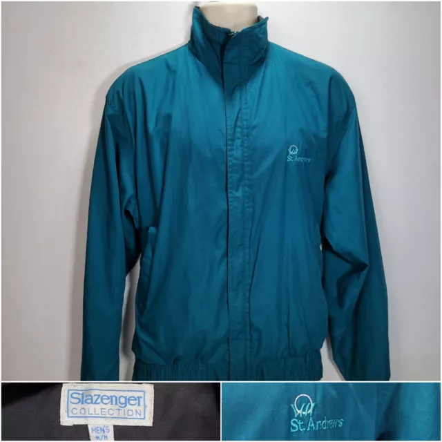 SLAZENGER Windbreaker Jacket Track Jacket Vintage St Andrews Golf UK Size Medium