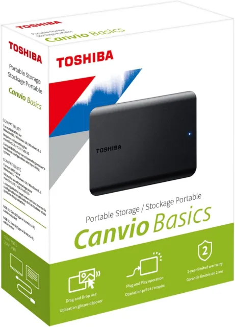 Toshiba Canvio Basics 2.5 Zoll 1TB 1000GB Externe HDD Festplatte - 1 TB Schwarz