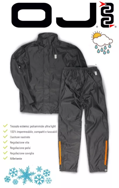 OJ Kit Antipioggia Pioggia Scooter Moto Impermeabile Giacca + Pantalone Acqua