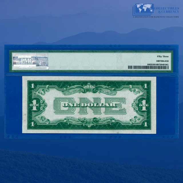 Fr.1603 1928C $1 Silver Certificate Scarce G/B Block, "FUNNYBACK", PMG 53 #47239 2