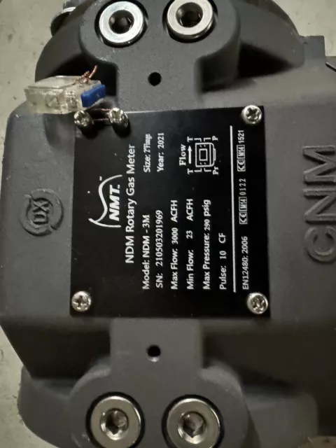 NMT NDM-3M Rotary Gas Meter, 2" Flange, 3000 ACFH Indoor/Outdoor 10 CF Pulse NEW
