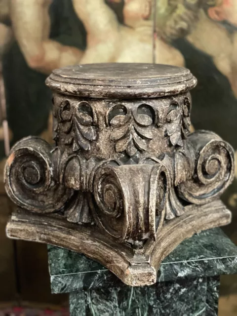 Vintage Antique Architectural Carved Wood Column Capital / Planter or Pedestal Vintage Antique Architectural Carved Wood Column Capital / Planter or Pedestal
