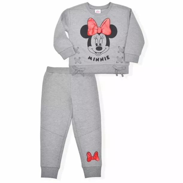 Minnie Mouse Baby Girls Gray Fleece Sweatshirt & Sweatpants 2pc Set