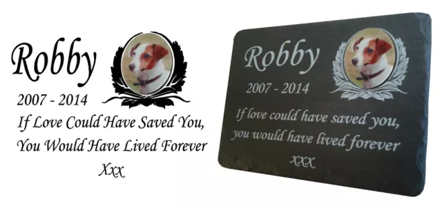 Pet Photo Memorial Plaque - Slate Grave Marker - Personalised Message & Photo 3
