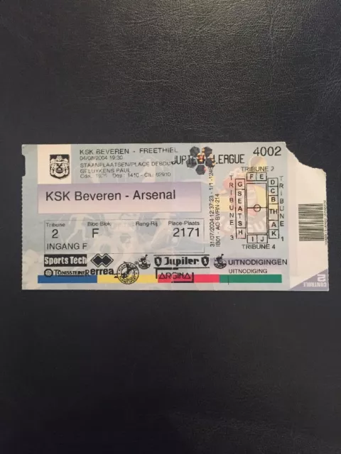 Ticket: KSK Beveren V Arsenal 4/8/2004 Friendly