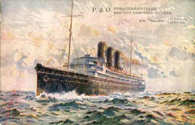 1920er Jahre offizielle Postkarte P & O Ozeandampfer RMS NALDERA Indien-China-Australien