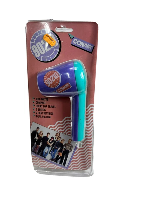 Vintage 1992 Conair Beverly Hills 90210 Compact Travel Blow Hair Dryer Purple