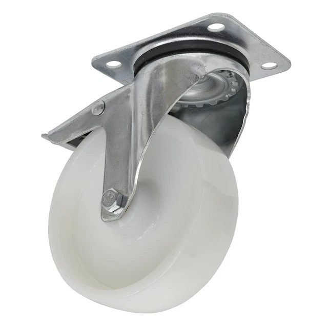 Sealey SCW4125SPL Roulette Roue Pivot Plaque Avec Total Verrou Ø125mm
