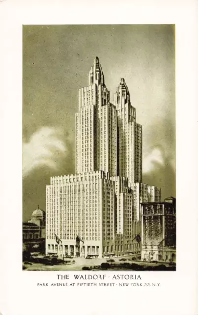 New York City NYC NY, Waldorf Astoria Hotel Advertising, Vintage Postcard