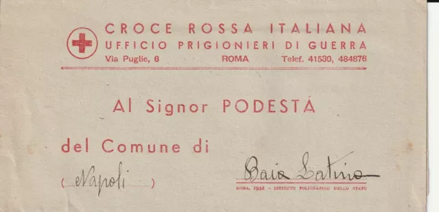 CROCE ROSSA ITALIANA UFFICIO PRIGIONIERI DI GUERRA x BAIA LATINA (NAPOLI)