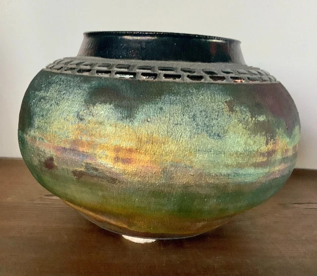 Raku Art Pottery Signed by Artist/Potter Dennis Ott