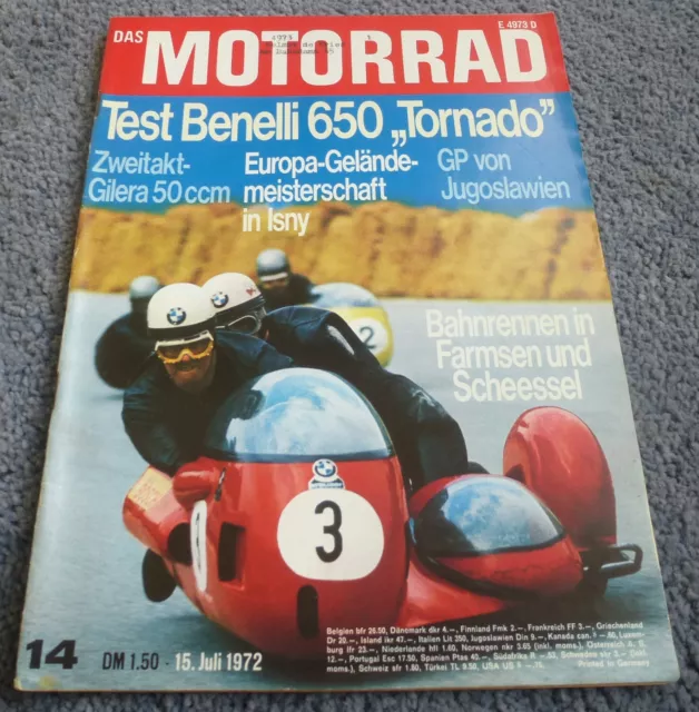 Das Motorrad 14/72 Benelli 650 Tornado, GP Jugoslawien, Dutch TT Assen, Gilera 5