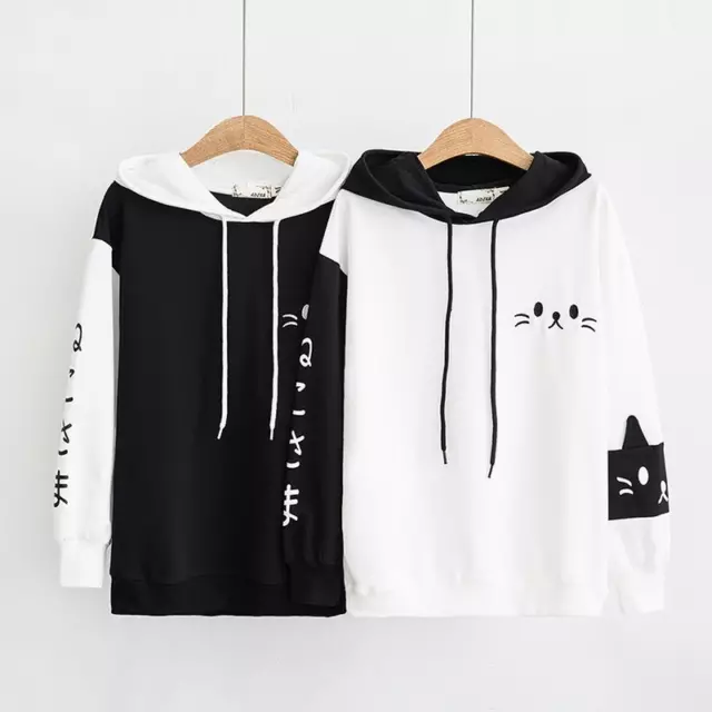 Femme Sweat Capuche Sweat à Capuche Pull Broderie Chat Oreille Mignon Kawaii