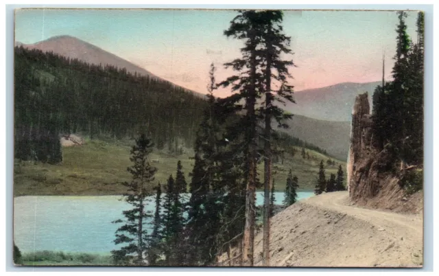 c1910 Poudre Lake Fall River Road Estes-Rocky Mountain CO Handcolored Postcard