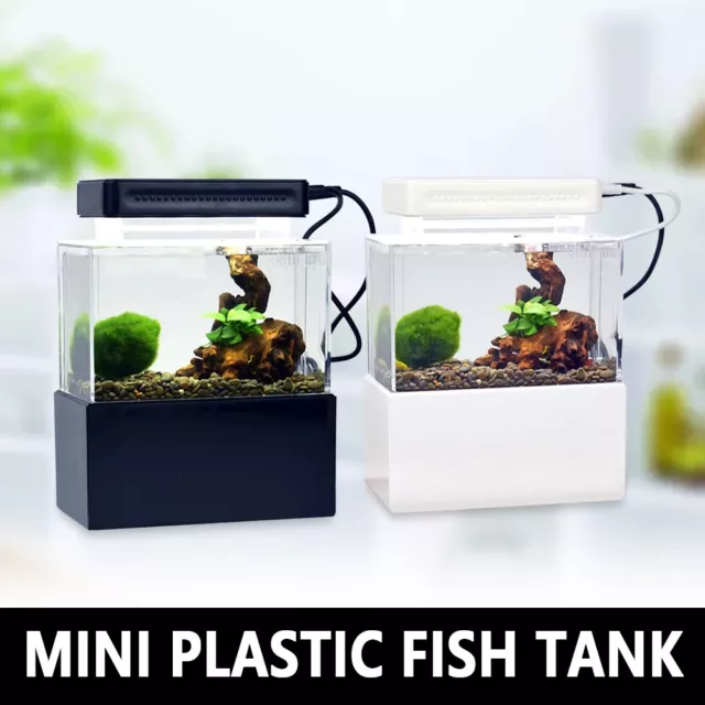 Mini Fish Tank Desktop Acrylic Aquarium Tank Bowl for Goldfish Betta Small Fish 3