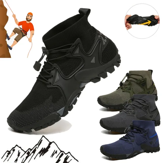 Mens Hiking Boots Walking Ankle Wide Fit Trail Trekking Trainers Shoes Size UK