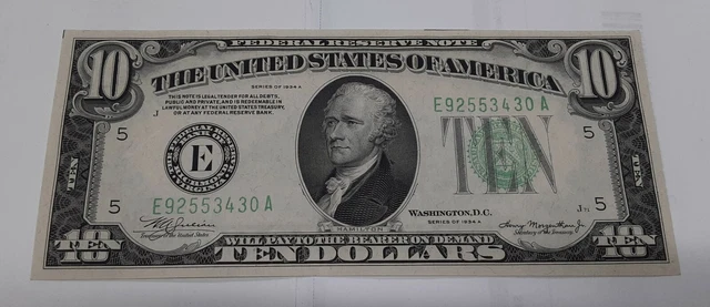 Series 1934-A $10 Ten Dollar FRN 'Mule' Note Fr. 2006-E Crisp Uncirculated
