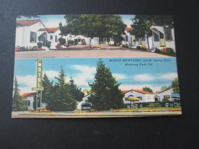 Old Vintage 1940's - MONTEREY PARK CA. - POSTCARD - Motel Monterey