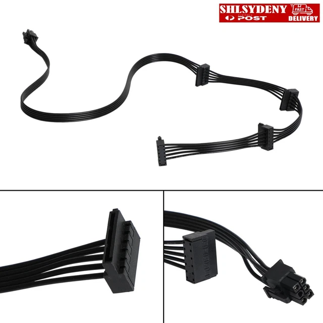 1PC Cable PCIe GPU 6 Pin to 4 SATA Power Cable PSU fit for Corsair RM1000X