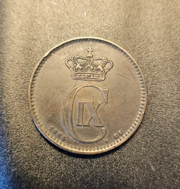 1884-CS Denmark 5 Ore Coin KM-794.1 - Scarcer, Low Mintage