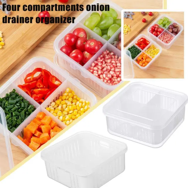 4-In-1 Kitchen Scallion Storage Box, Reusable Fruit Food I2 Fresh-Keeping O9F4