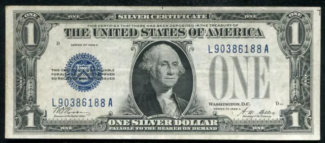 Fr. 1601 1928-A $1 One Dollar “Funnyback” Silver Certificate Extremely Fine (B)