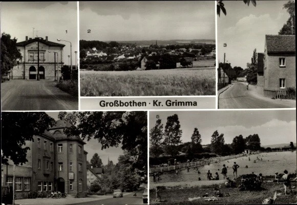 Ak Großbothen Grimma in Sachsen, Bahnhof, Kirchstraße, Gaststätte, Bad - 3601128