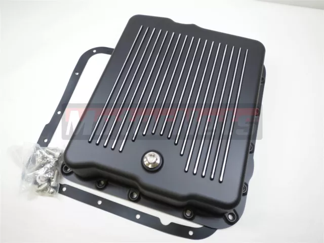 GM Turbo 700R4 4L60E Black Aluminum Transmission Pan FIN Extra Depth HotRod
