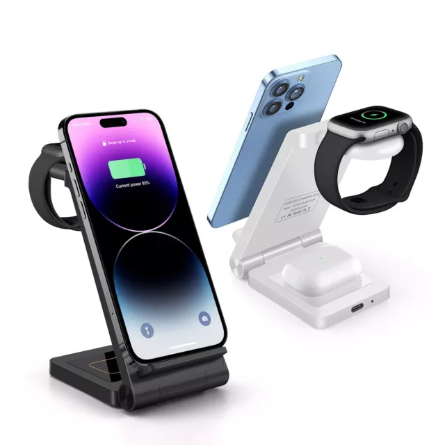 Wireless Charger 3 IN1 Charging Station For Apple Watch Air Pods iPhone 15 14 13