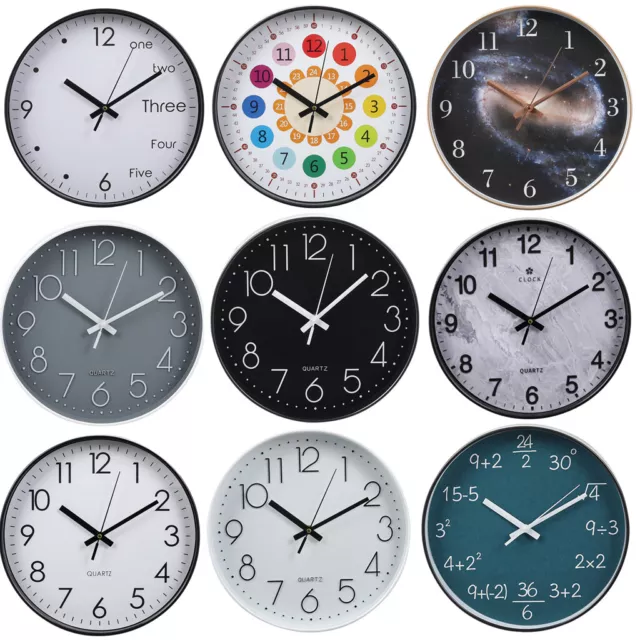 Wall Clock Large Living Room Modern Round Glass Quartz Kitchen Home Decor 30cm 3