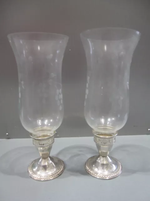 Vintage Sterling Silver Duchin Creations Weighted Hurricane Lamp Candle Holders