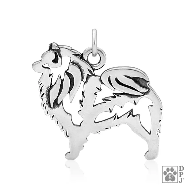 Keeshond Necklace, Body pendant - recycled .925 Sterling Silver