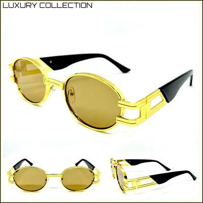 Mens CLASSIC VINTAGE RETRO HIP HOP Style SUN GLASSES Large Oval Gold Metal Frame