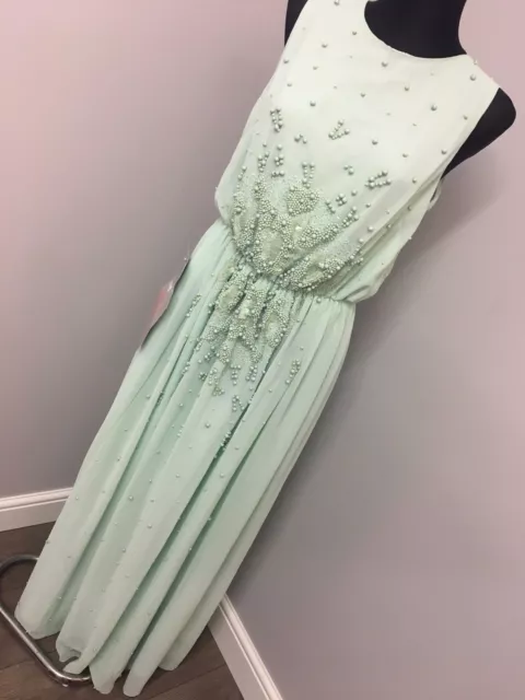 Salon Embellished Waist Scattered Maxi Dress - Mint Rrp £120 (As-39/13)