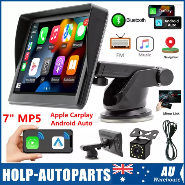 7" Portable Car Stereo Radio For Apple CarPlay Android Auto Bluetooth + Camera