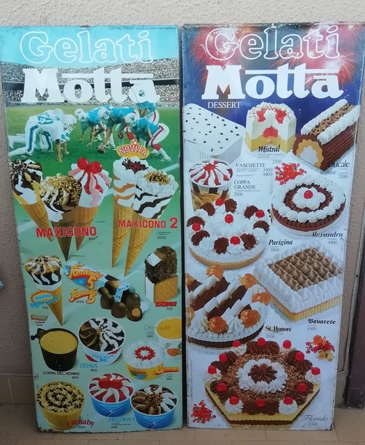 TABELLE MOTTA 70 80 insegna cartello gelati latta prezzi lire ...