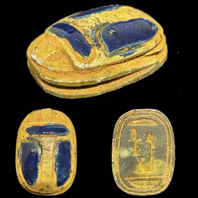 ANCIENT EGYPTIAN HIEROGLYPHIC SCARAB BEETLE, 664 - 332bc, (7)