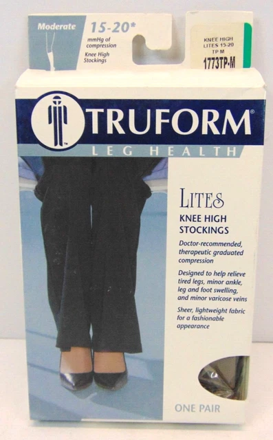 TruForm 1943 Men's Over The Calf Length Dress Socks  15-20 mmHg Navy Medium