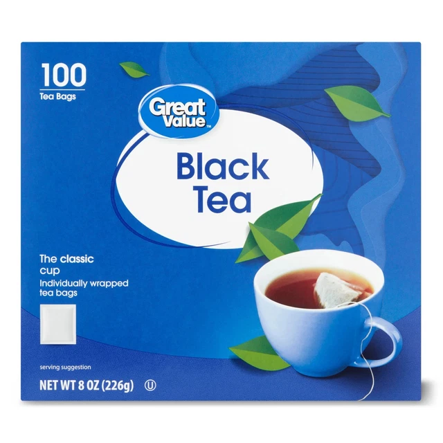 GREAT VALUE BLACK Tea Bags 8 Oz, 100 Tea Bags 15.45 PicClick