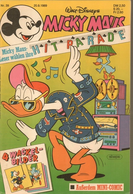 Micky Maus Heft Nr.39/1989, mit Beilage 4 Wackelbilder