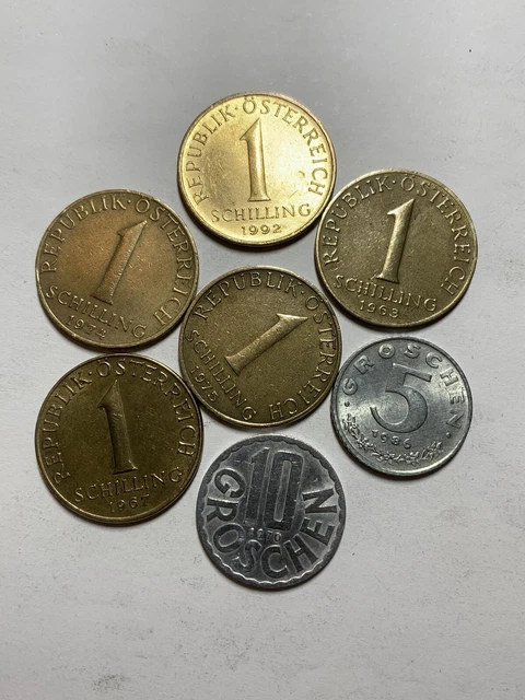 Lot de 7 pièces de monnaies d’Autriche différentes ( Schilling Et Groschen)