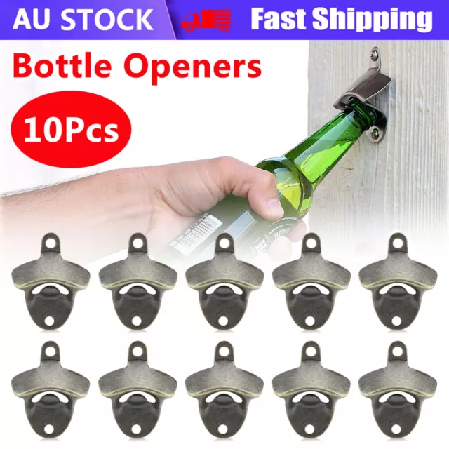 10x Rustic Style Cast Iron Wall Mounted Bottle Opener Cave Bar Beer Tool Top